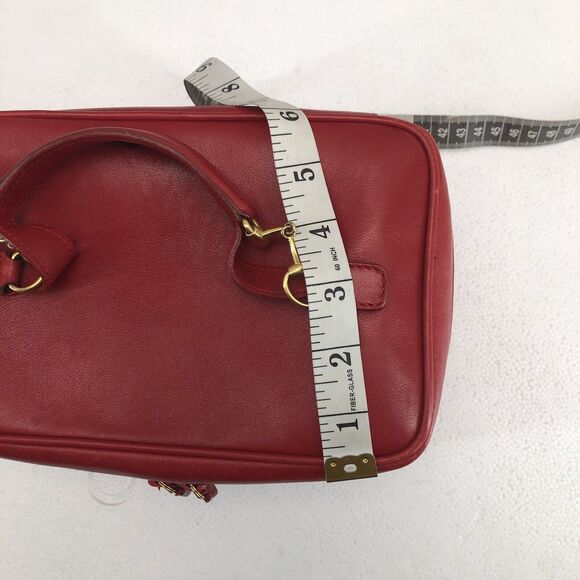 GUCCI Horsebit Vanity Bag Pouch Makeup Box Leather Red - Picture 11 of 13